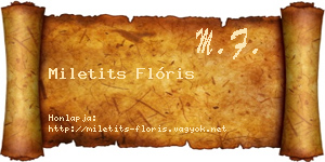 Miletits Flóris névjegykártya
